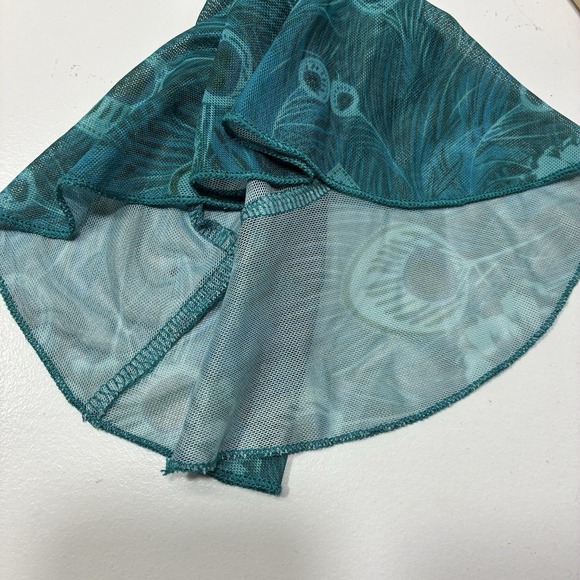 O'Aimaya Women's Top Size Large Blue Green Floral Abstract Print-V-neck Tunic - Picture 16 of 16